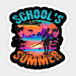 Out For Summer, Hello Summer Funny Surfer Riding Surf Surfing Lover Gifts Sticker